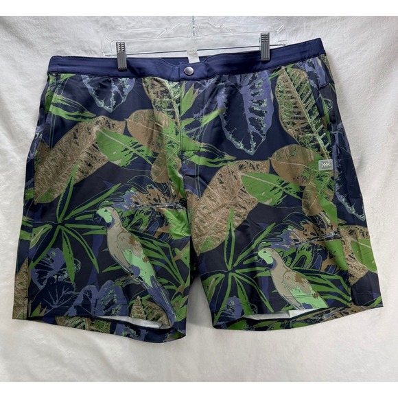 Rhone Barrier Swim Shorts XXL Tropical Floral Green Blue 6